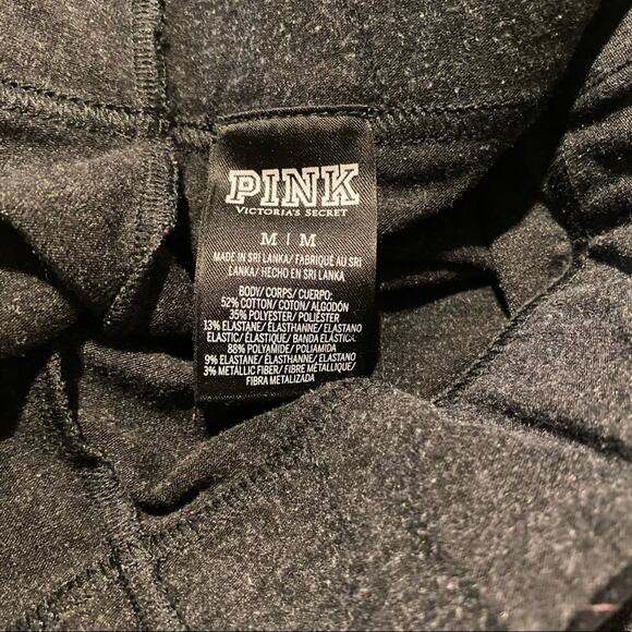 PINK Victoria’s Secret Leggings / Lounge Pants Size Medium Gray & Metallic Logo - Picture 2 of 5